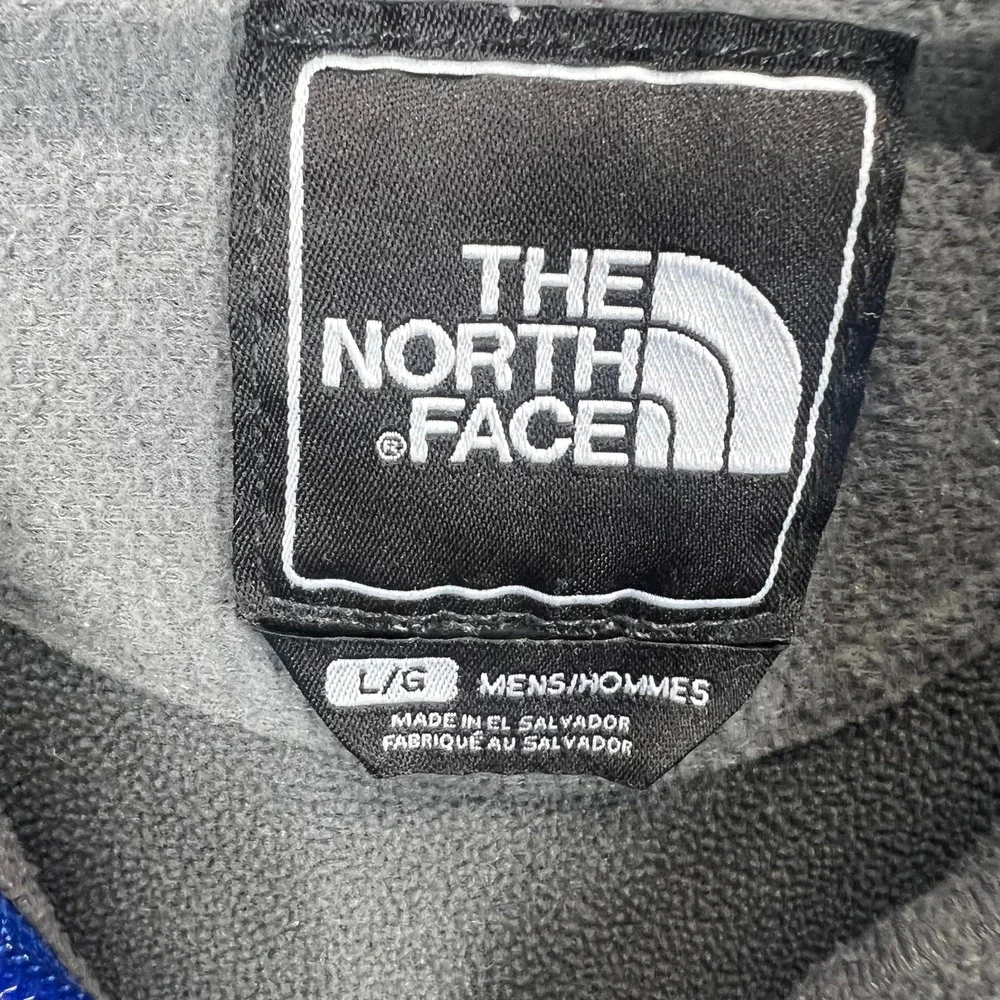 The North Face‎ Full Zip Hoodie Mens Large Gray Blue Trim Fleece Lined EUC